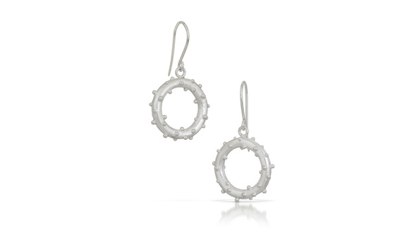 Big image j124 chin   sterling silver textured earrings and necklace   artist