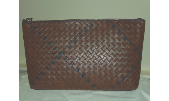 Big image l101 gaddi   dark brown handwoven leather clutch 1