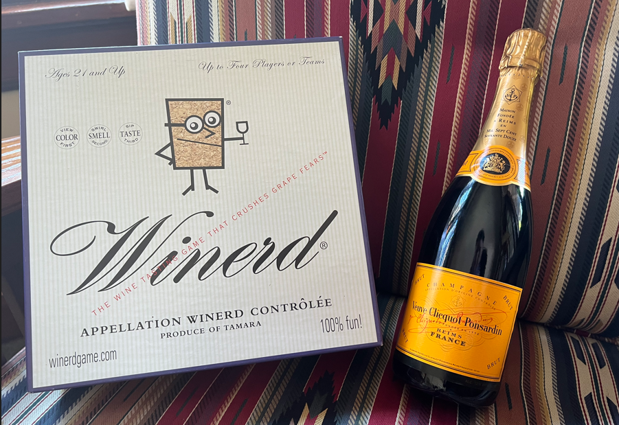 Winerd Game and Bottle of Veuve Clicquot Champagne Set