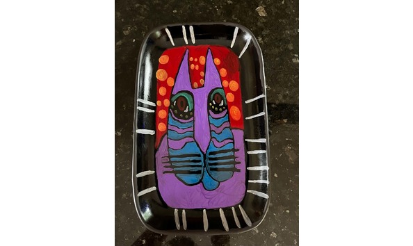 Big image black with purple and blue cat