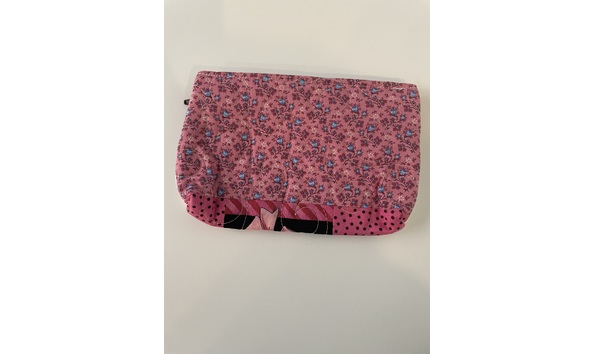 Big image brown dog with pink flower hat zippered dogs pouch2   annual auction