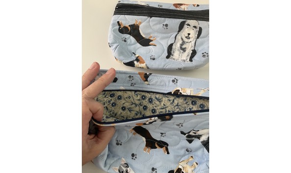 Big image various dogs on light blue background matching pouches