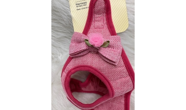 Big image pinkharnesswithorganzarosebow 1   jennifer jablonski