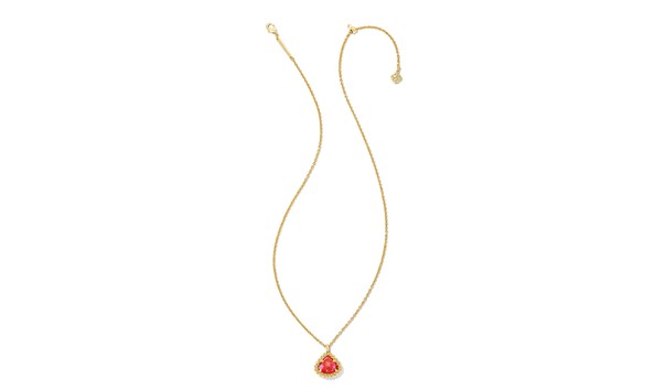 Big image kendra scott framed kendall framed necklace gold bronze veined red fushia magnesite 01