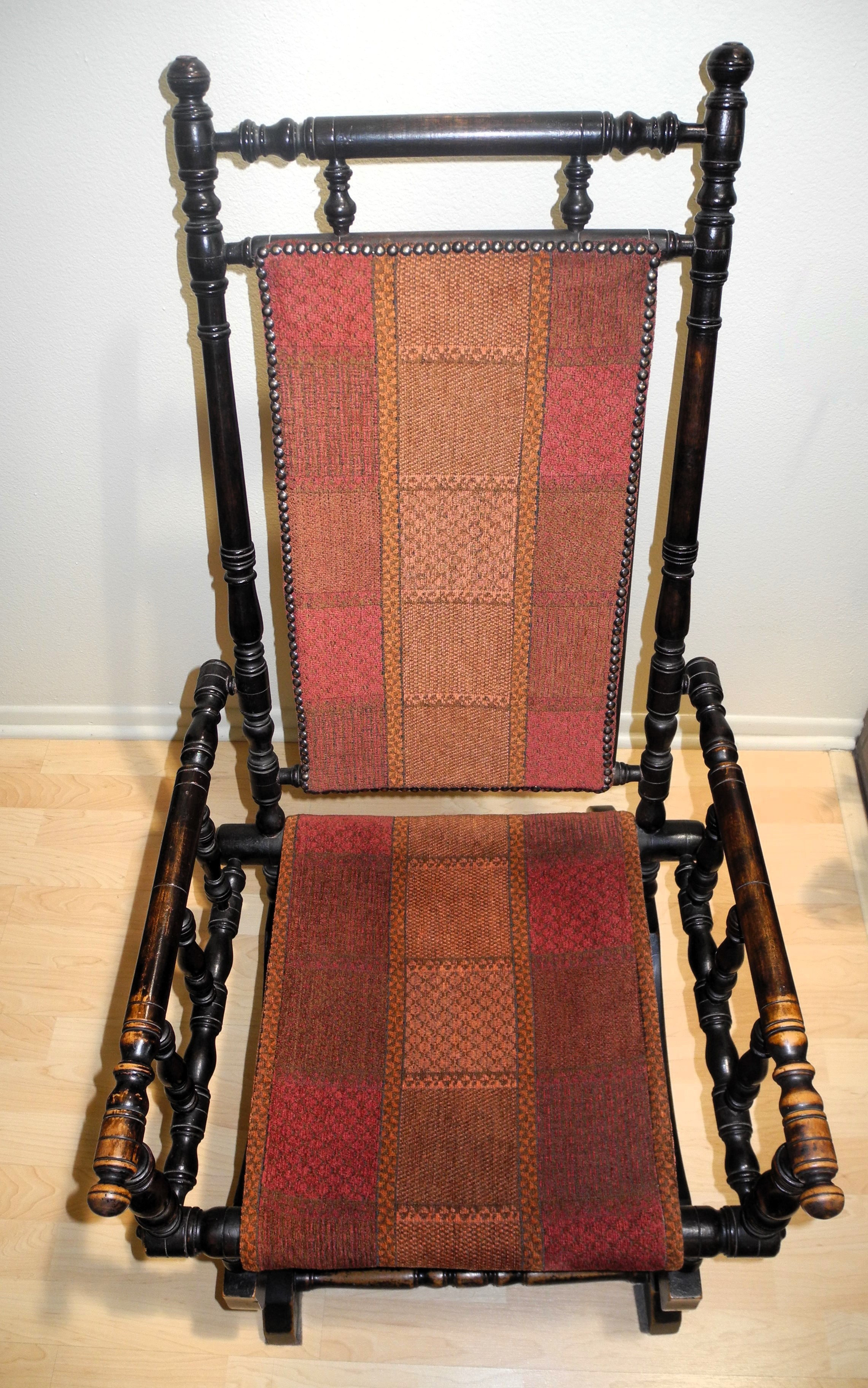 Hindeloopen style Late Victorian era Block and Turned style Platform Rocker