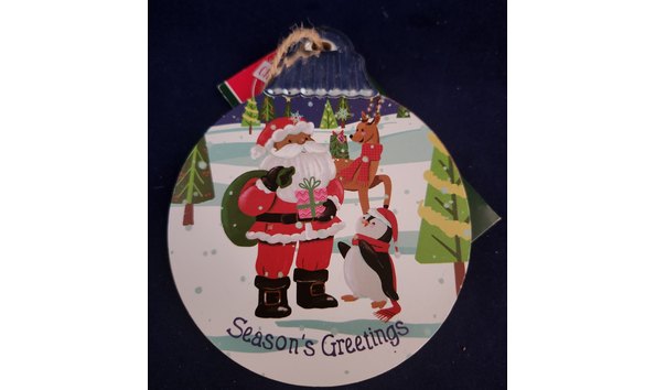 Big image season s greetings santa animals flat ornament