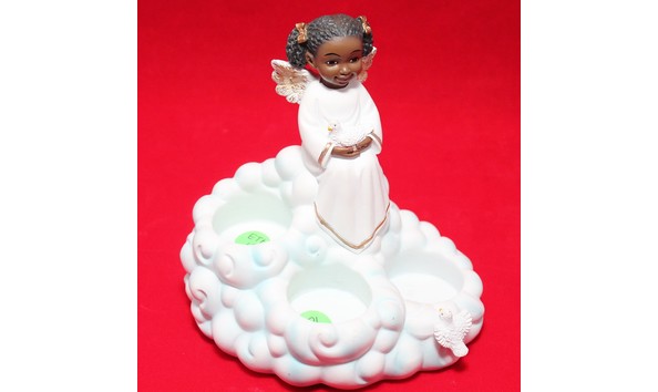 Big image girl angel with dove tealight