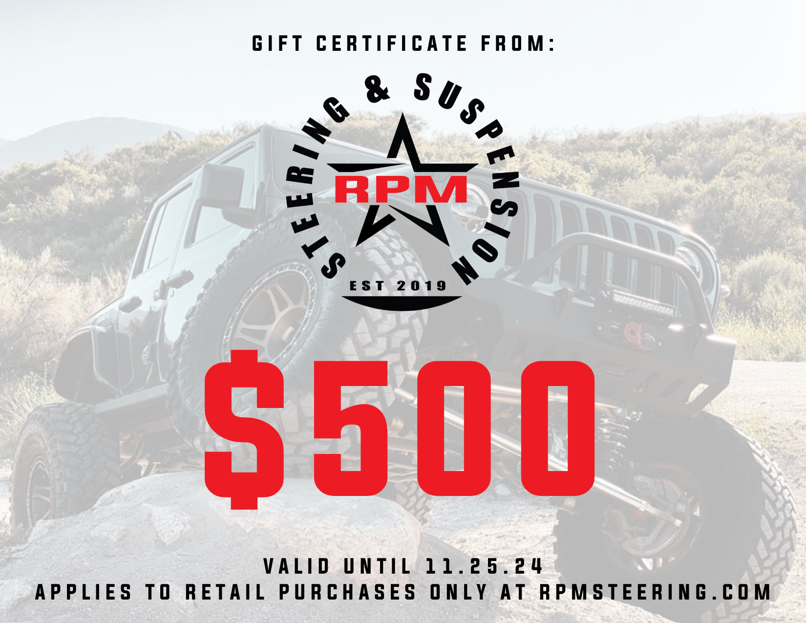 RPM Steering & Suspension Gift Certificate