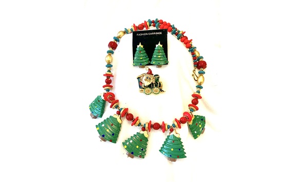 Big image christmas necklace earrings and pin