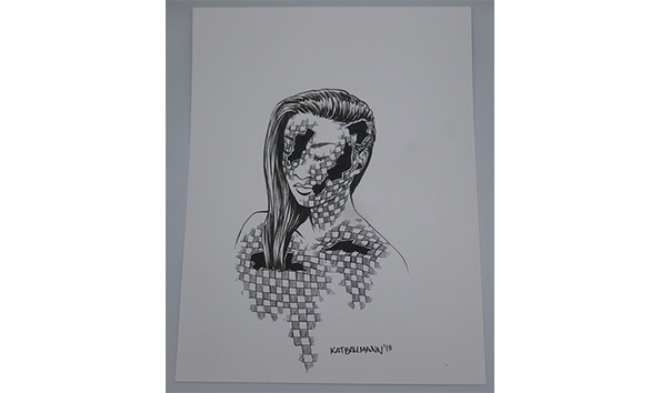 Big image 202109art009   woman with checks original artwork