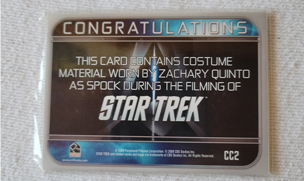 Big image 202209ccrd001 2   st reboot movie spock costume piece card cc2