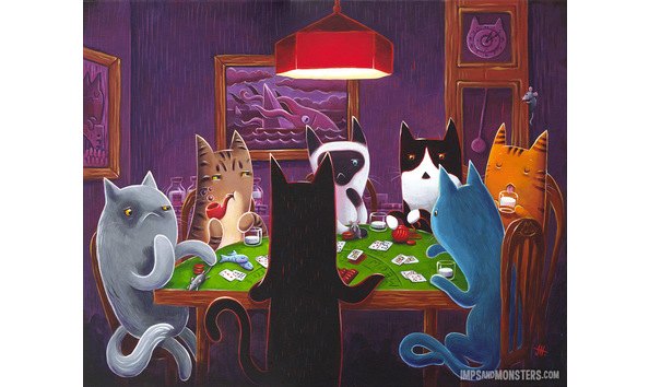 Big image cats playing blackjack