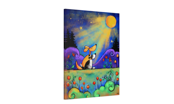 Big image dog moon no place i would rather be than here with you canvas mock noelle dass