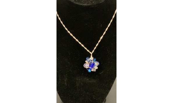 Big image 202308jwy008   blue round beaded silver pendant