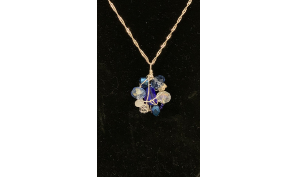 Big image 202308jwy008 3   blue round beaded silver pendant necklace