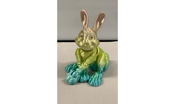 Big image 202311toy002 2   3d printed pink  yellow    teal articulated rabbit