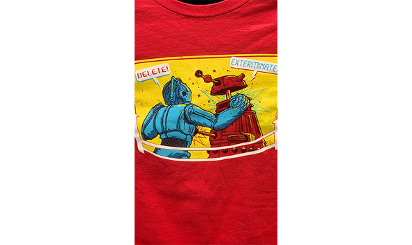 Big image 202301app002 2   rock em sock em robots cybermen vs daleks t shirt