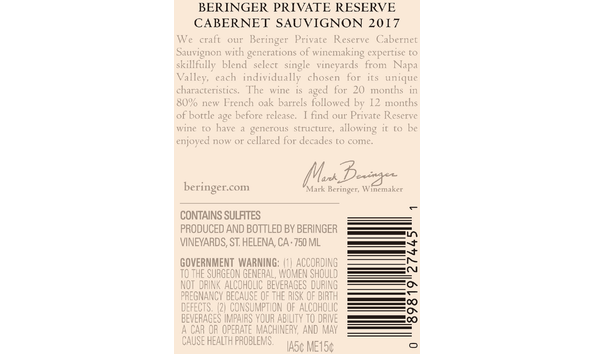 Big image 8027445 2017 beringer private reserve cabernet sauvignon 750 bl