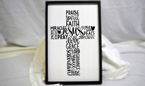 Big image framed cross collage of christian words2