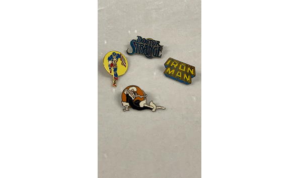 Big image 202307jwy007   4 classical marvel character pins   black cat  captain america  doctor strange logo    iron man logo