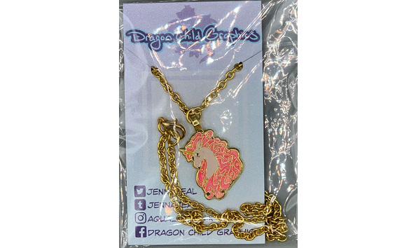 Big image 202211jwy021   pink gold enamel unicorn necklace