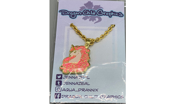 Big image 202211jwy021 3   pink gold unicorn enamel necklace