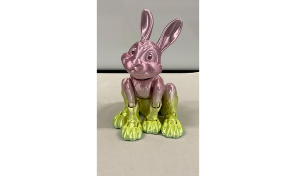 Big image 202311toy003   3d printed pink  yellow  and mint green articulated rabbit