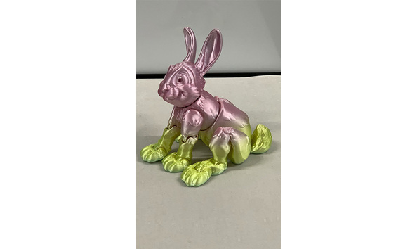 Big image 202311toy003 2   3d printed pink  yellow  and mint green articulated rabbit