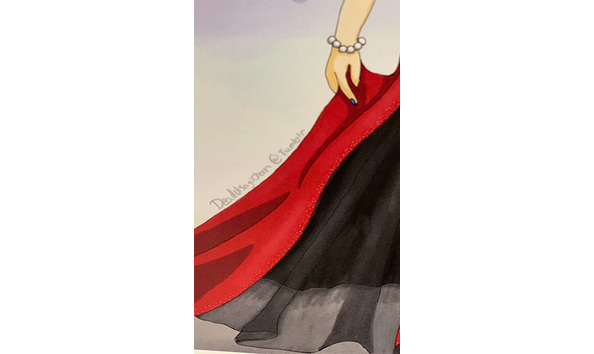 Big image 202211art066 2   original anime woman with blue eyes   hair in red   black dress print