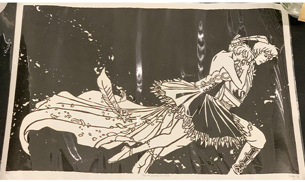 Big image 202404art012   the prince   his raven linocut