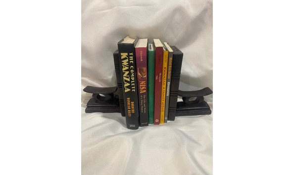 Big image wooden ashanti stool book ends 1of2