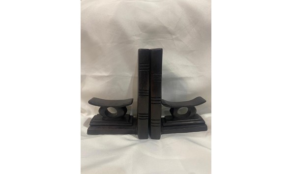 Big image wooden ashanti stool book ends
