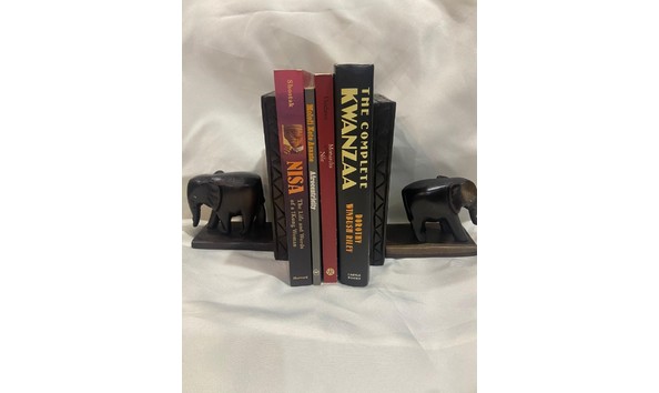 Big image carved elephant book ends 2