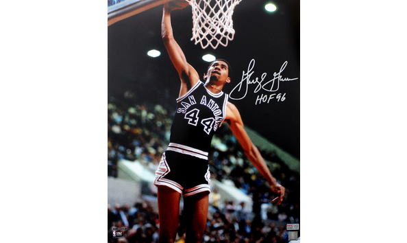 Big image george gervin spurs inscribed hof 96 framed print