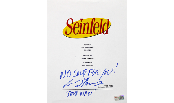 Big image larry thomas sienfeld script page inscribed soup nazi framed