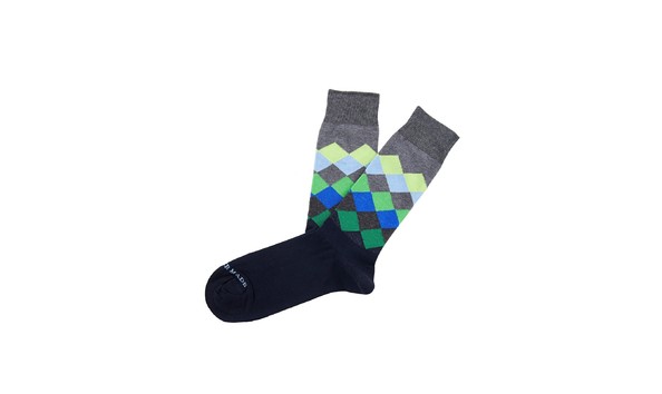 Big image blue and green horizontal diamond sock