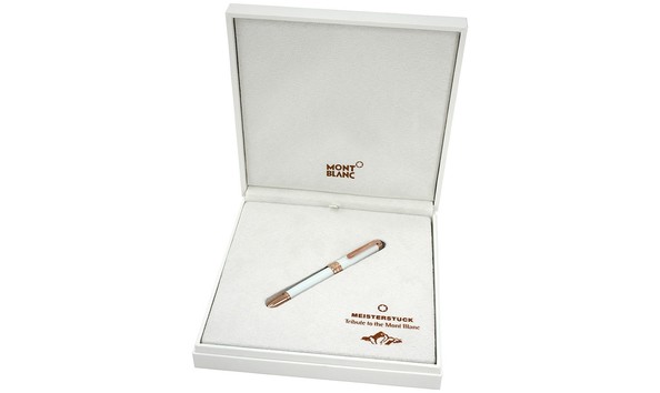 Big image tribute to montblanc rollerball white enamel and rose gold