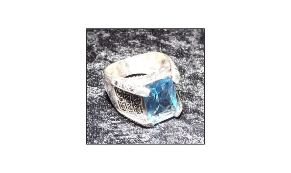 Big image jewelry silver ring with blue stone
