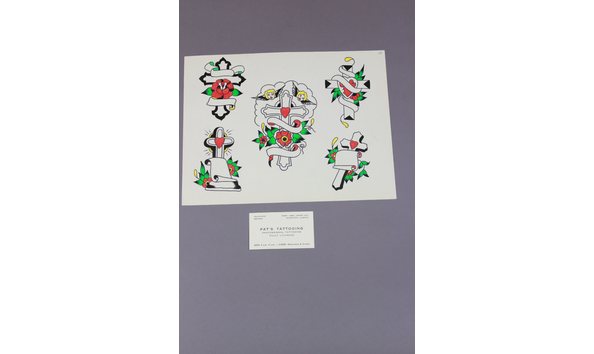 Big image pat martynuik orig color drawing  crosses    edmonton biz card