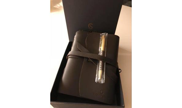 Big image leather bound book   pen