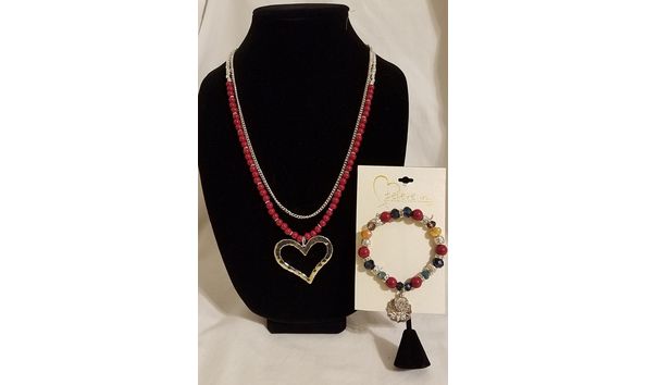 Big image red 30in necklace bracelet combo