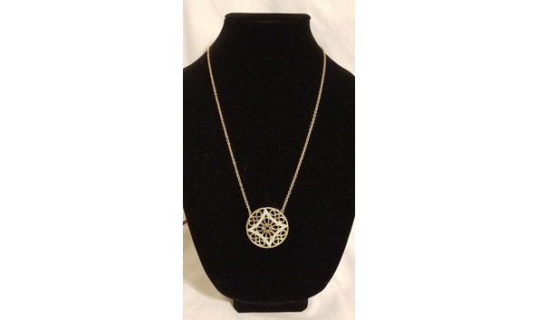 Big image 30in gold medallion necklace full