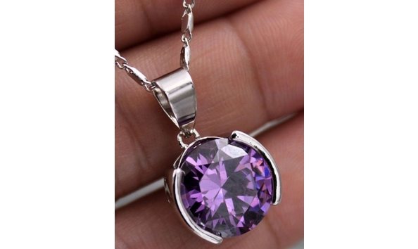 Big image j 18kt white gold filled purple topaz pendant necklace