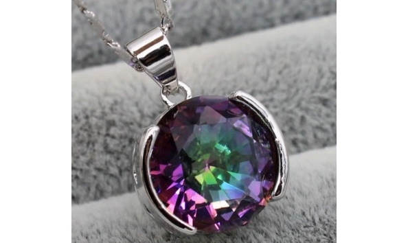 Big image j 18kt white gold filled purple mystical topaz pendant necklace