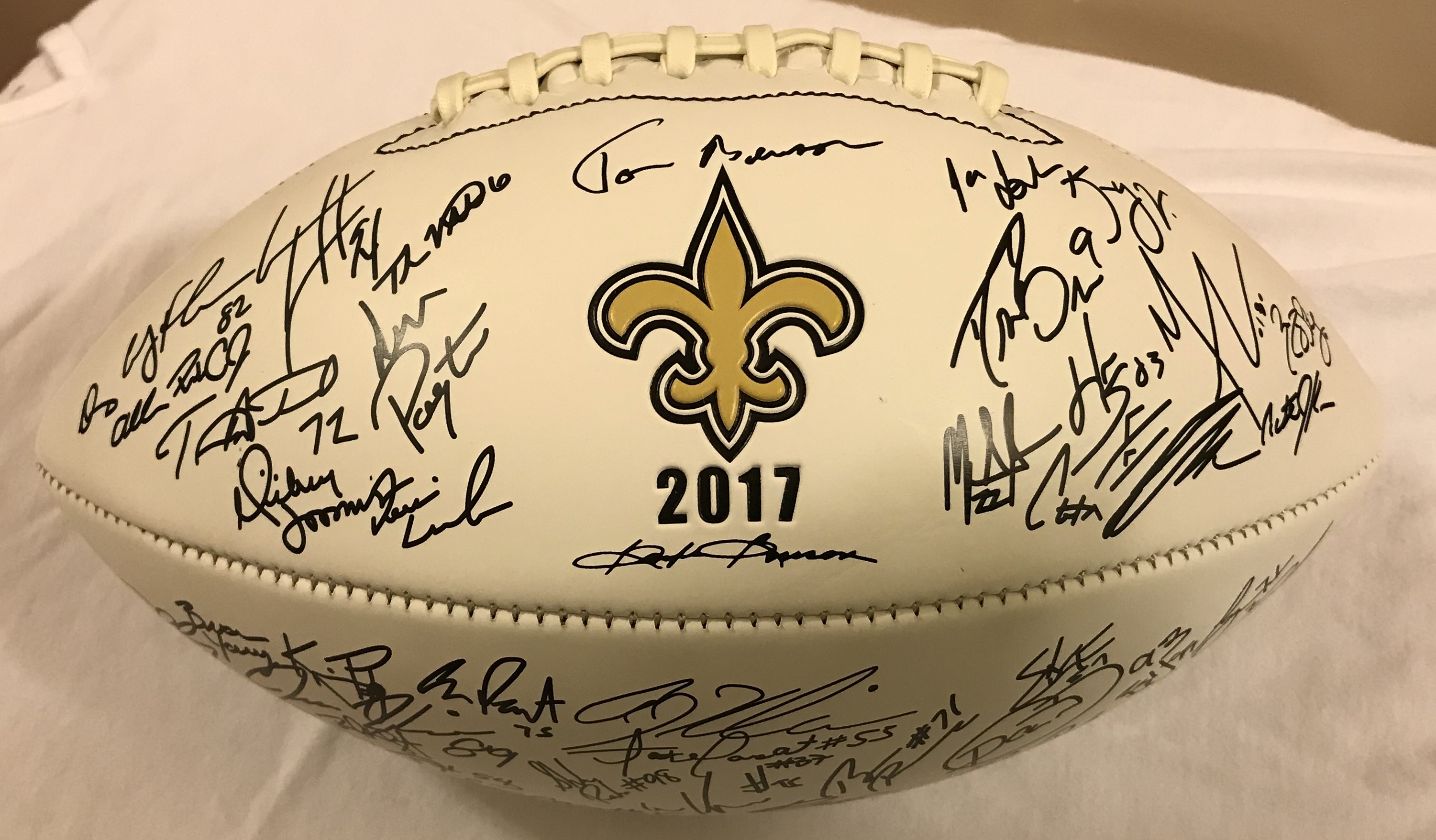 saints autographed football