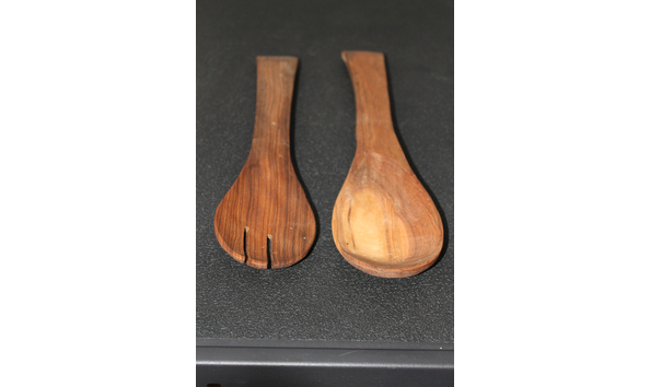 Big image kenyan hand carved mahogany wood spoon   fork salad 2