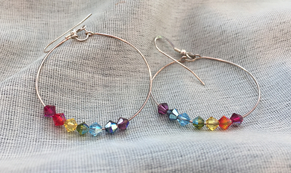 Big image 36 crystal hoop earrings with rainbow colors2