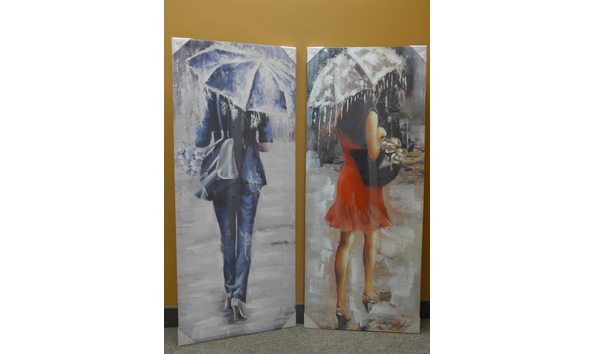 Big image prints   woman and man with  umbrellas edited