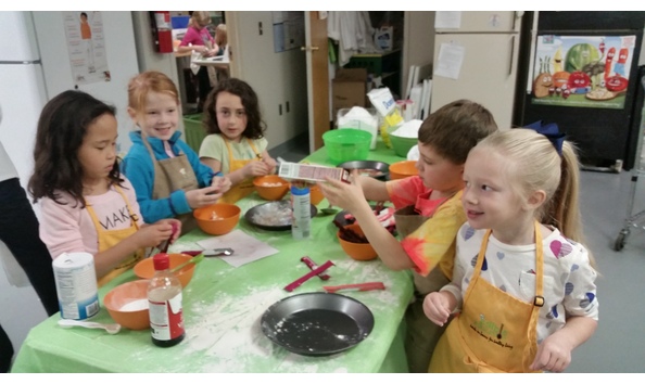 Big image kids around table pie pan 1 