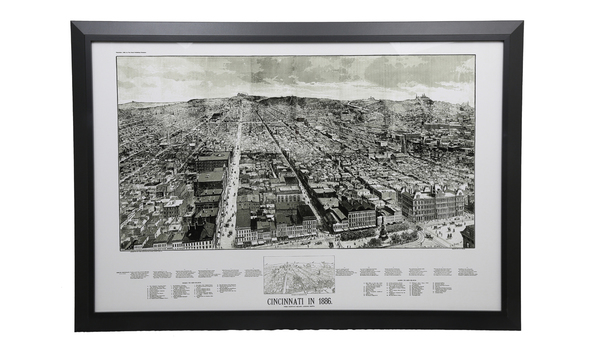 Big image 1886 vintage hand drawn map of cincinnati small